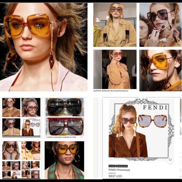 2 FENDI RUNWAY OVERSIZED SUNGLASSES IN 2 SHADES WORN ON CELEBS, ARIANA & KHLOE - Picture 10 of 16